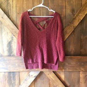 High low batwing dolman open back sweater small